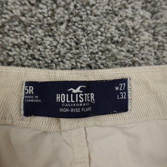 Hollister Jeans Womens 5 Beige Corduroy Pants High Rise Flare Bell Stretch Flex - Picture 7 of 11